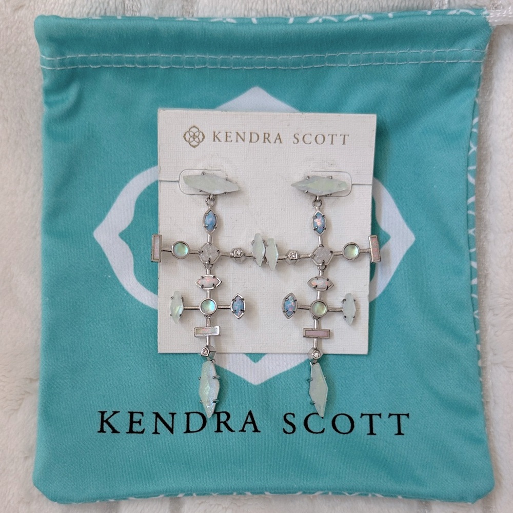 Kendra Scott Teagan Iridescent Mix Tranquil Agate Opal Geometric Drop Earrings